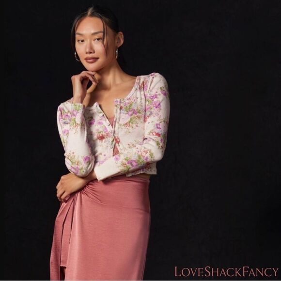 LOVESHACKFANCY **NWT** Jonah Cropped Cardigan in Shimmering Springs - Picture 10 of 14